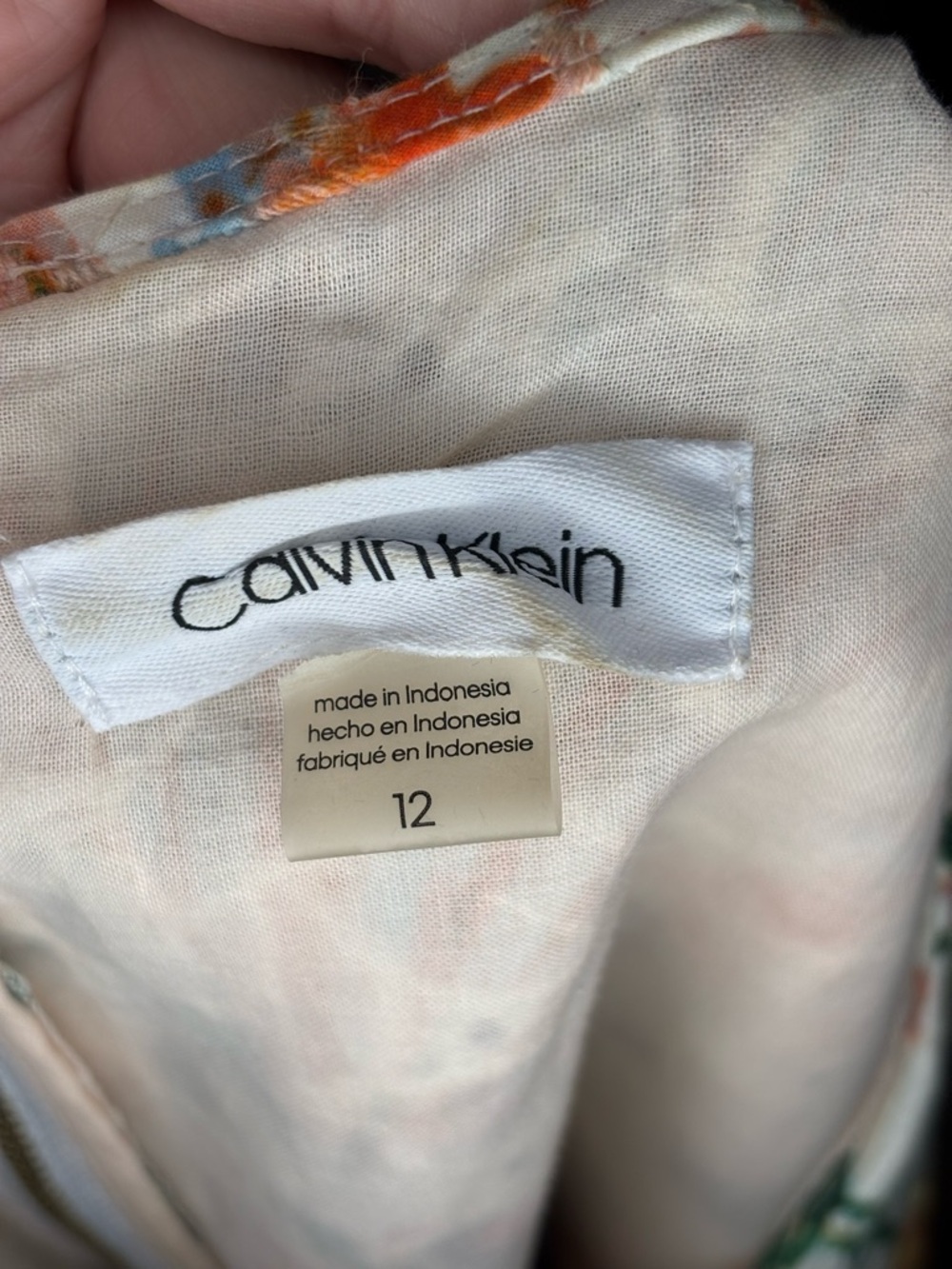 Calvin Klein Watercolor Floral Sleeveless A-Line Eyelet Dress Size 12 - Picture 5 of 7